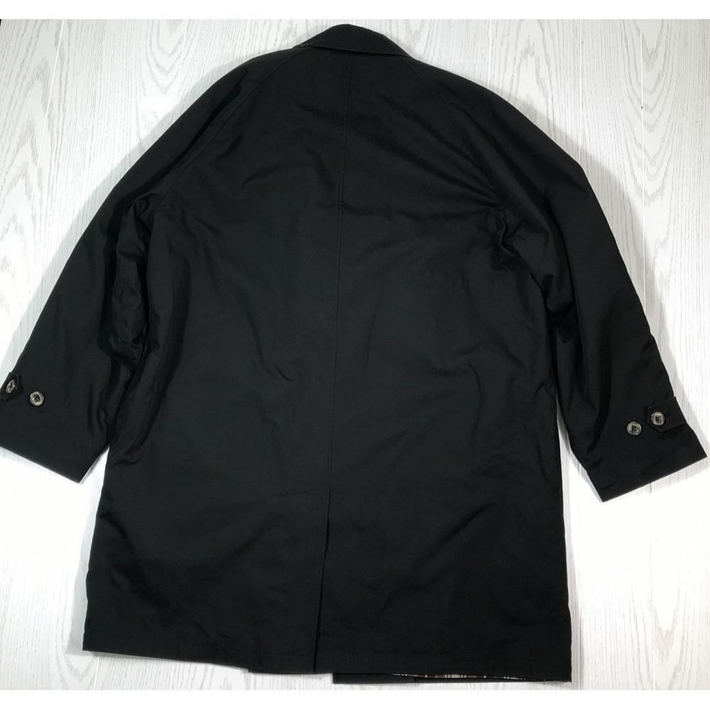 Macy's Club Room Overcoat Men 42R Black Zip Lining Thinsulate Button Up Dad Y2K